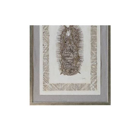 NEW MARMOL GALLERY handmade zentangle-style virgin mary icon art in natural - Picture 1 of 1